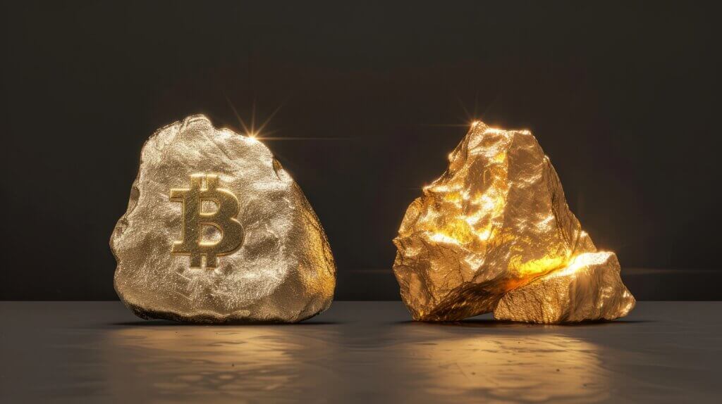 Vergleich des Vertrauens in Gold und Bitcoin, der zeigt, warum Staaten auf Gold setzen und Privatpersonen Bitcoin als digitales Gold wählen.