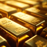 Nahaufnahme gestapelter Goldbarren mit eingravierten „Fine Gold“-Markierungen – symbolisiert globale Goldreserven, begrenztes Angebot, Peak Gold und steigende Goldpreise im Jahr 2026