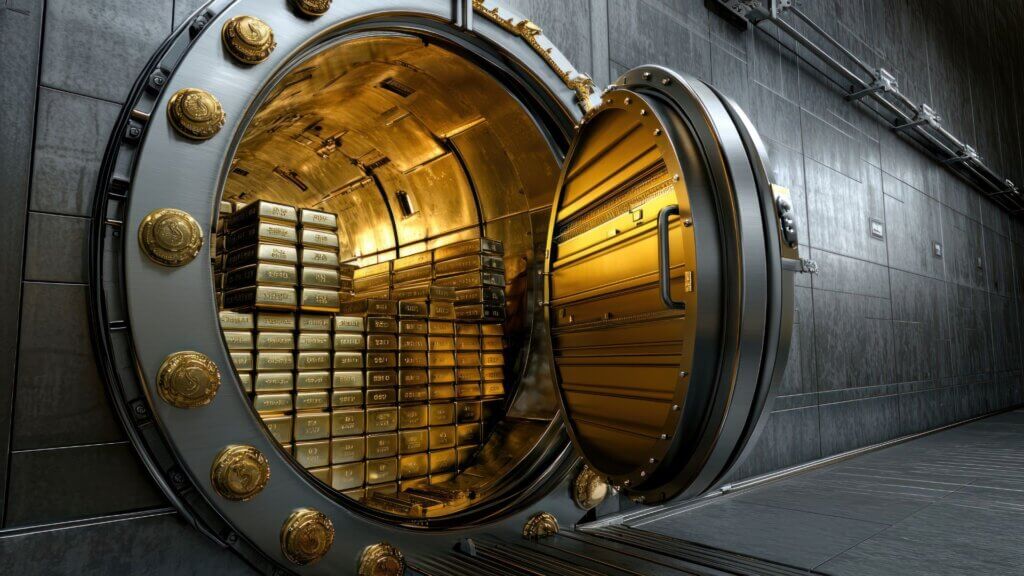 Central bank gold reserves stored in a secure vault, symbolizing Europe’s gold holdings and monetary sovereignty